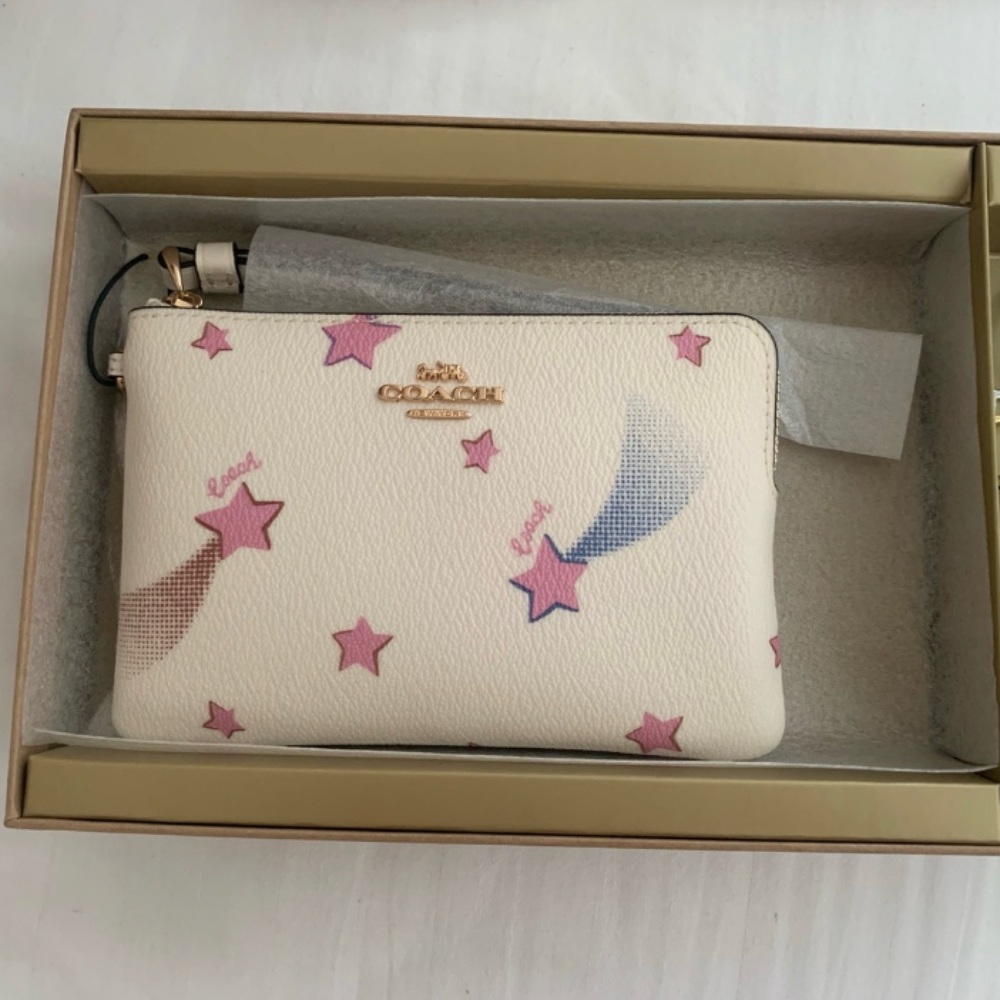 Coach Wristlet Disco Star Print w/ charms